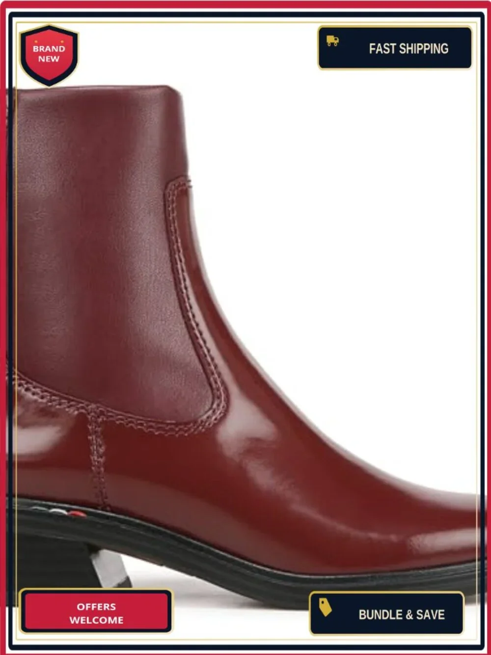 Women's Ankle Booties Low Block Heel Zipper Square Toe Leather